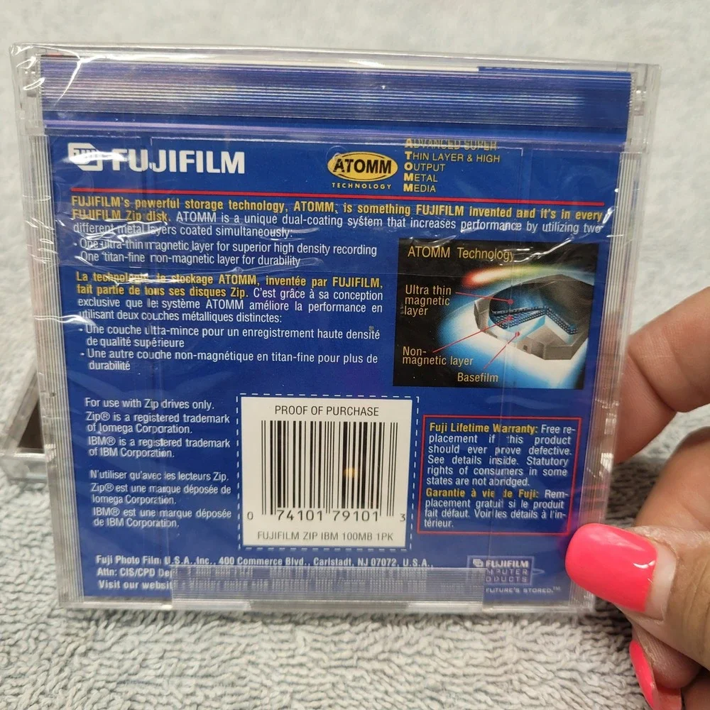 Lot of 3 Fujifilm Zip 100MB Disks IBM Formatted ATOMM Technology‎ New Sealed